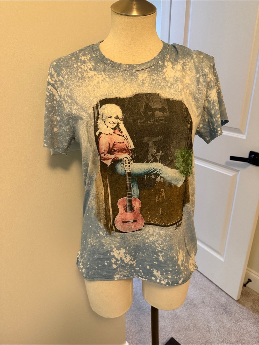 Wildflowers Blue and Pink Dolly Guitar Art Print
